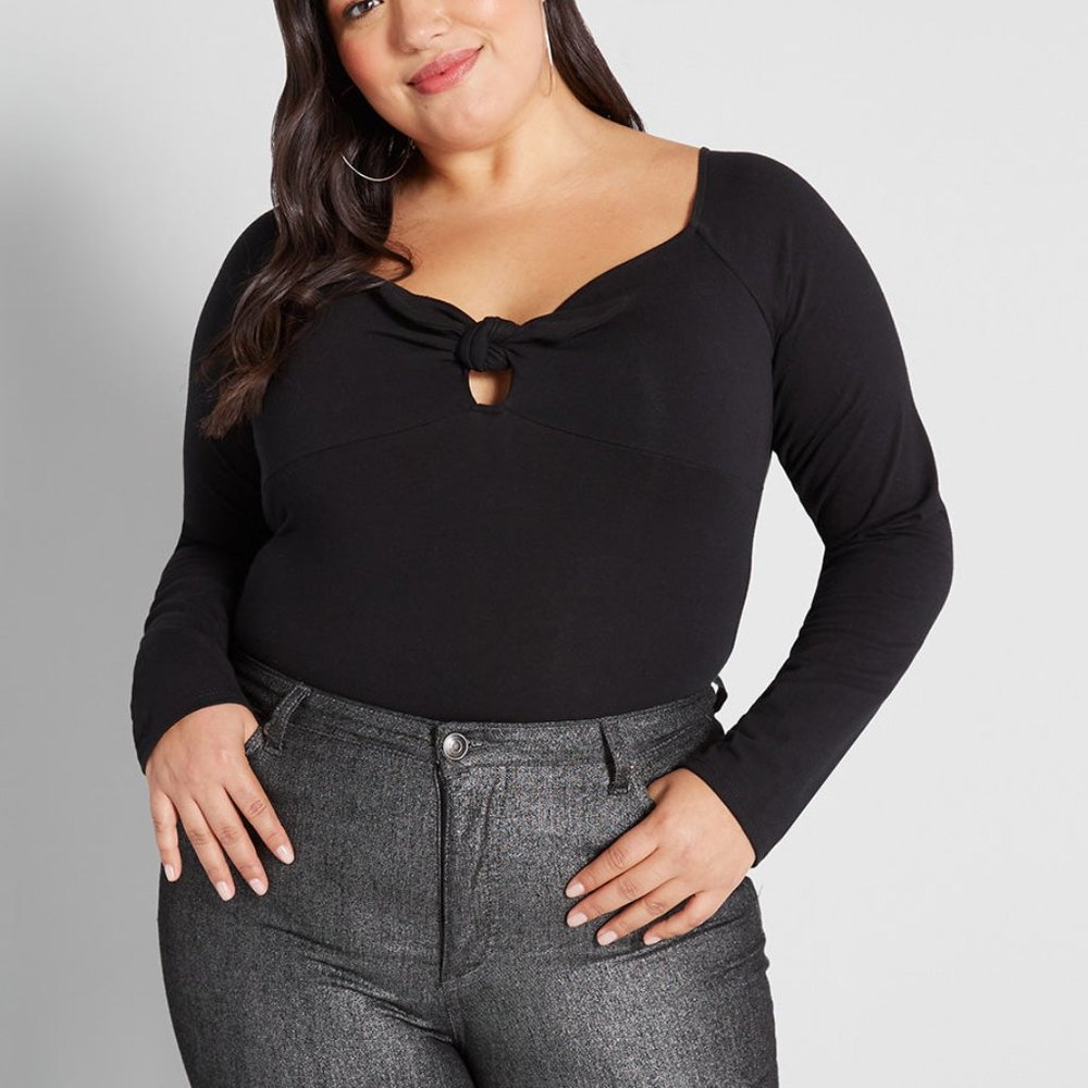 ModCloth | I Could Bow On Tie-Front Long Sleeve Bodysuit